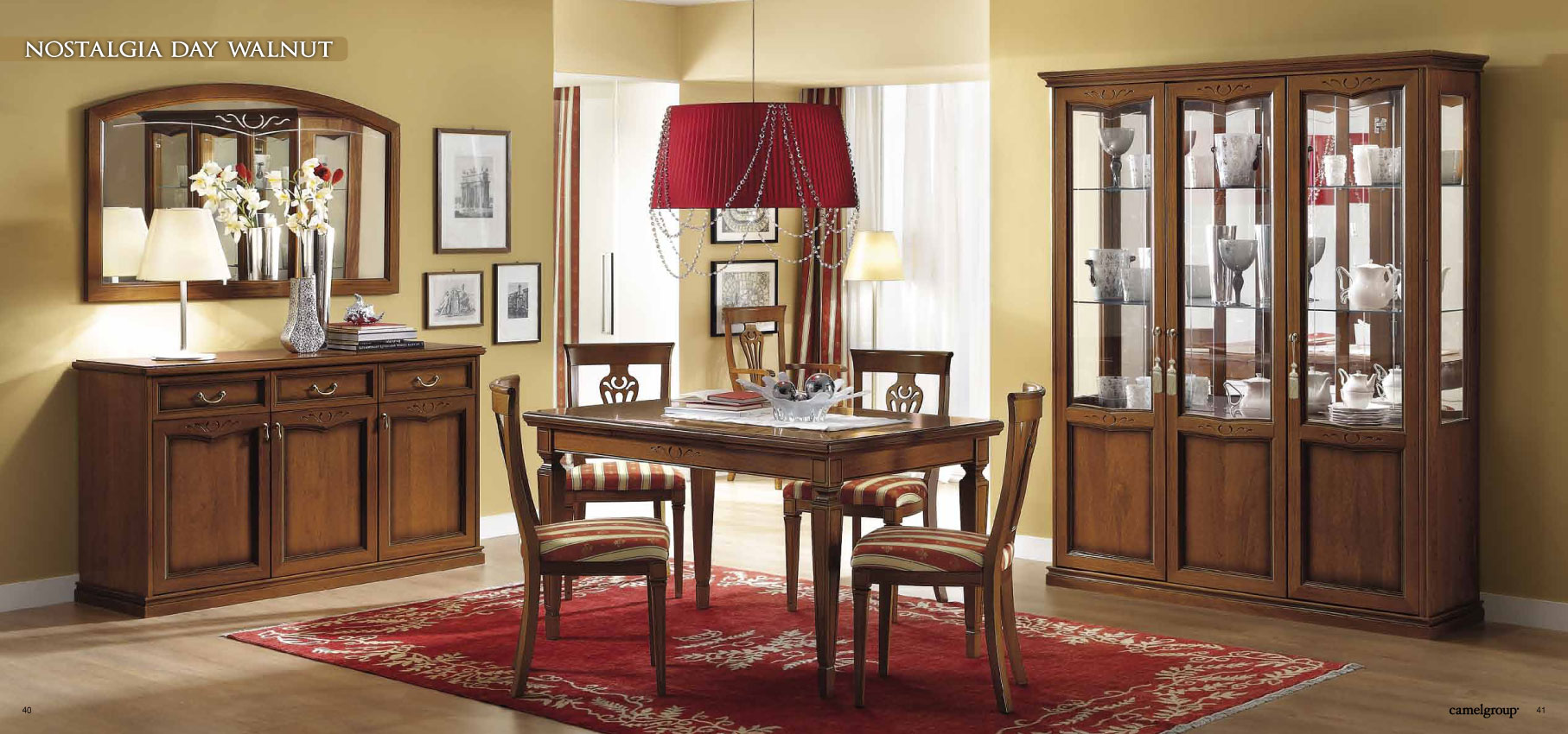 Dining Room Furniture Marble-Look Tables Nostalgia Day Walnut