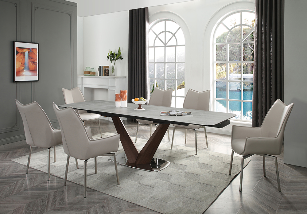 Brands Franco AZKARY II SIDEBOARDS, SPAIN 9188 Table with 1218 swivel grey taupe chairs