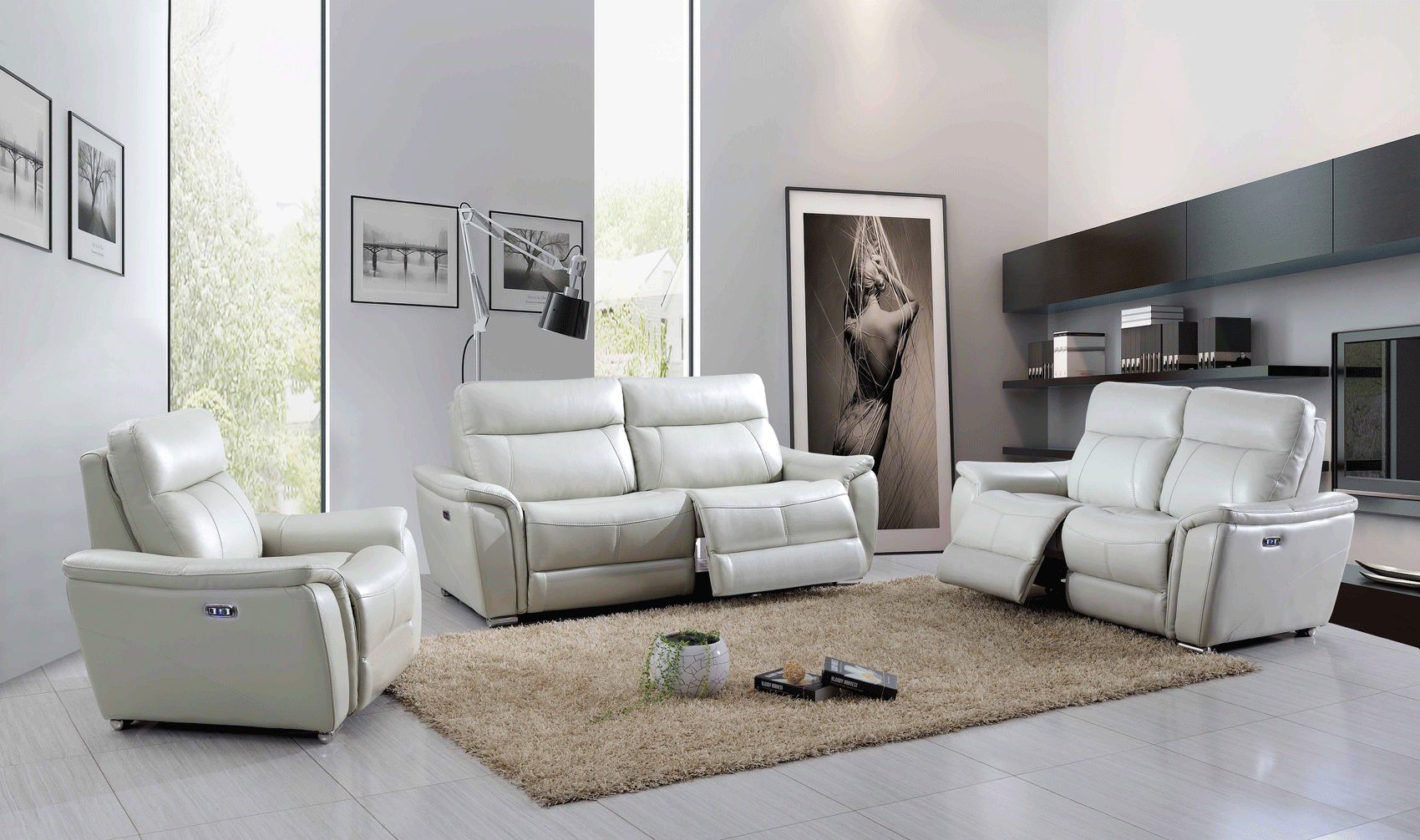 Brands Franco Gold 1705 Light-Grey with Electric Recliners