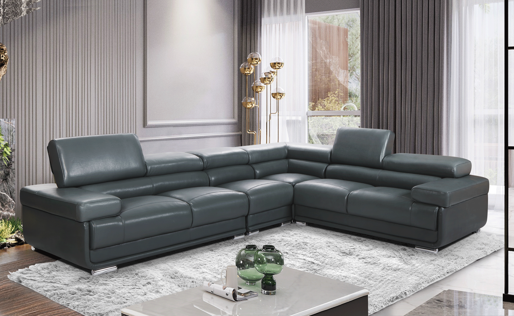 Living Room Furniture Sleepers Sofas Loveseats and Chairs 2119 Sectional Dark Grey